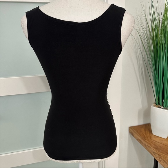 Vintage Babydoll Tank Y2K Black Tan Medium Dark Romantic Whimsigoth EUC Made USA - Picture 7 of 7